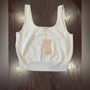 Eberjey Recycled Boucle Sweater Tank Top Sleeveless Pat Cozy Crop Size Large NEW